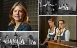 Collage von Mitarbeiterinnen des Platzl Hotel in Dirndl